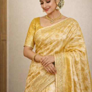 Golden Ivory Heritage Banarasi Saree