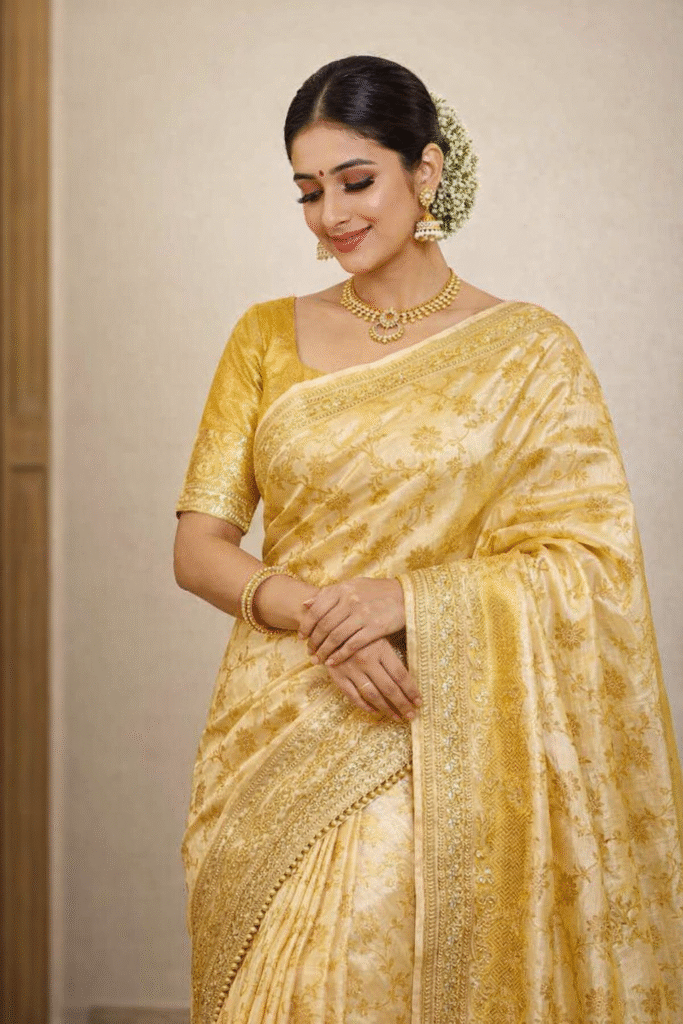 Golden Ivory Heritage Banarasi Saree