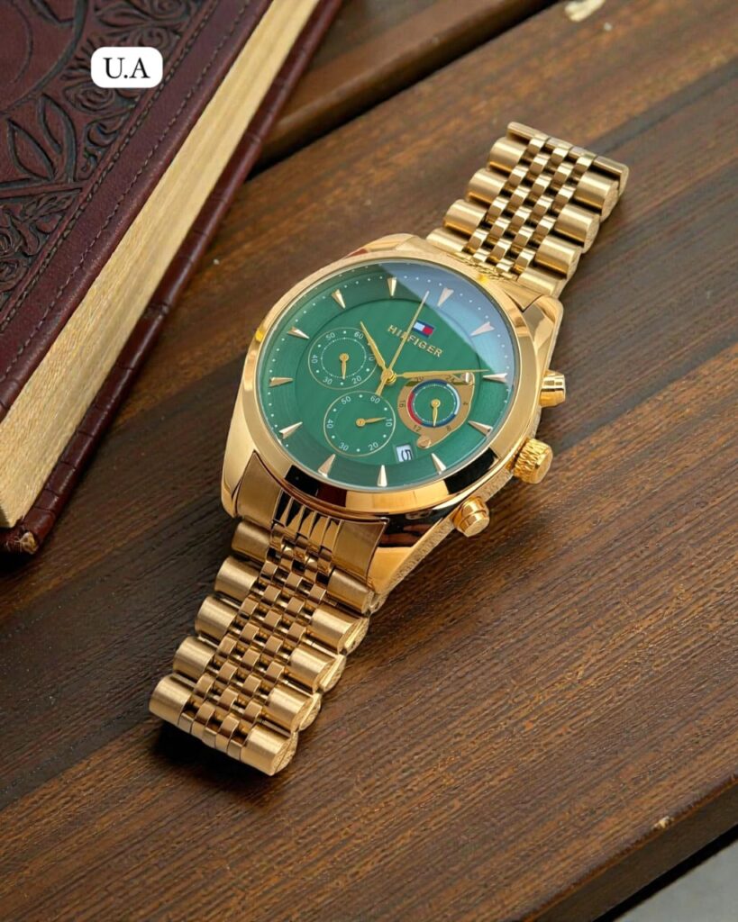 Tommy Hilfiger Gold Chronograph – Luxury Green Dial Edition
