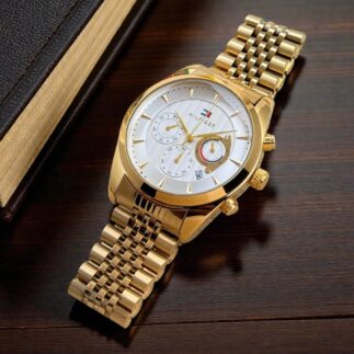 Tommy Hilfiger Gold Chronograph – Luxury White Dial Edition
