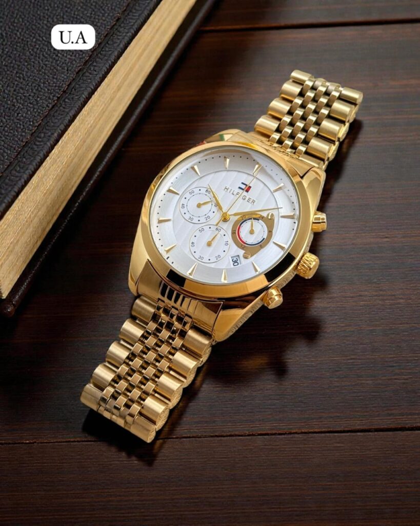 Tommy Hilfiger Gold Chronograph – Luxury White Dial Edition