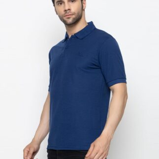 Men’s Solid Navy Blue Polo T-Shirt | Premium Cotton | Regular Fit