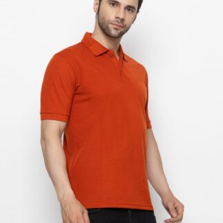 Men’s Solid Rust Orange Polo T-Shirt with Collar
