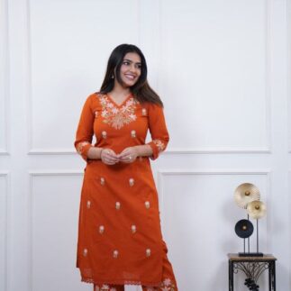 Mustard Yellow Short Kurti with Printed Palazzo Pants for Women