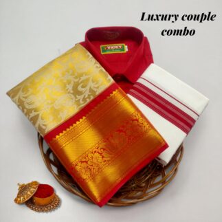 Premium Silk Saree & Shirt Couple Combo