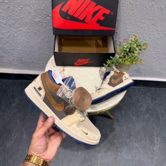 Beige & Brown High-Top Casual Sneakers for Men