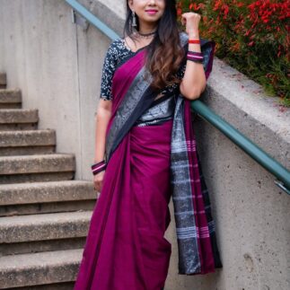 Wine Noir Contemporary Silk Saree