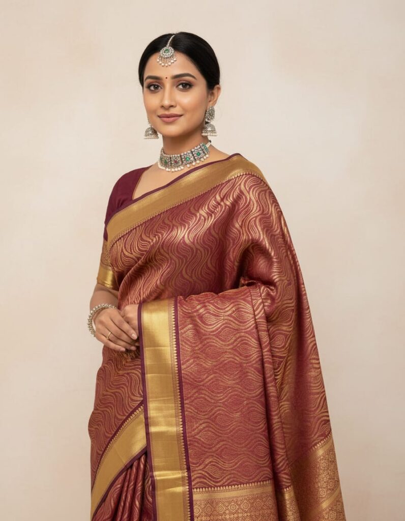 Royal Maroon Heritage Silk Saree