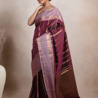 Plum Twilight Heritage Silk Saree